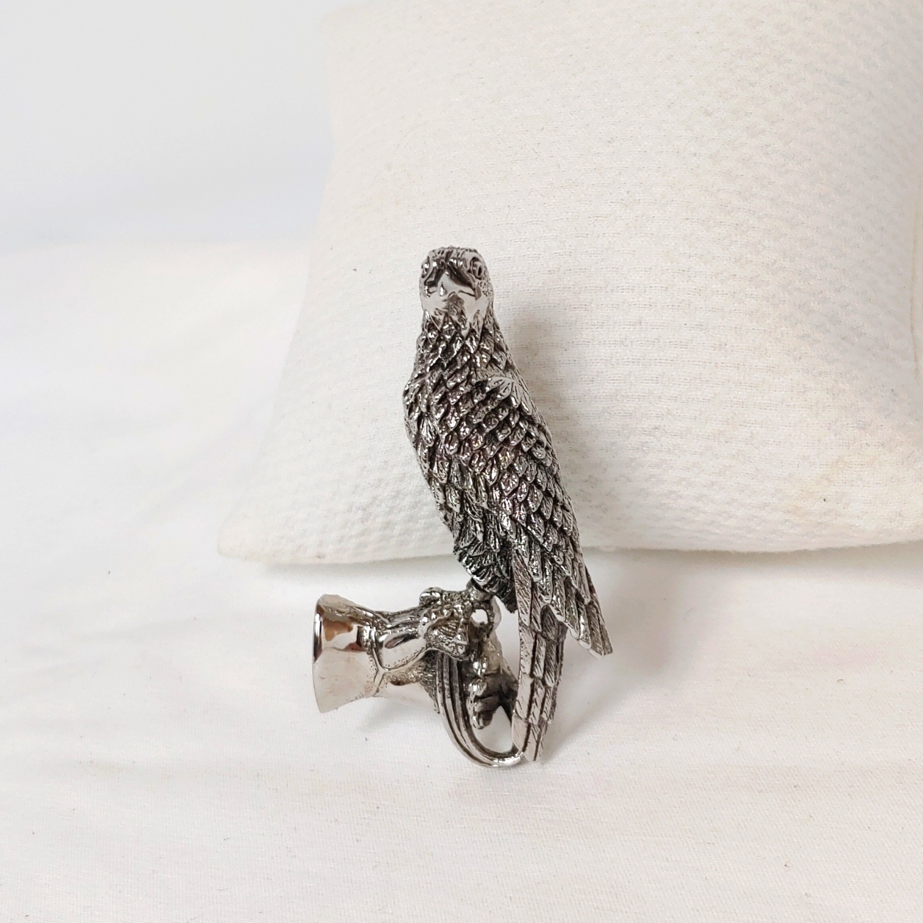 Vintage Tortolani Silver Color Gloved Hand Falcon Brooch